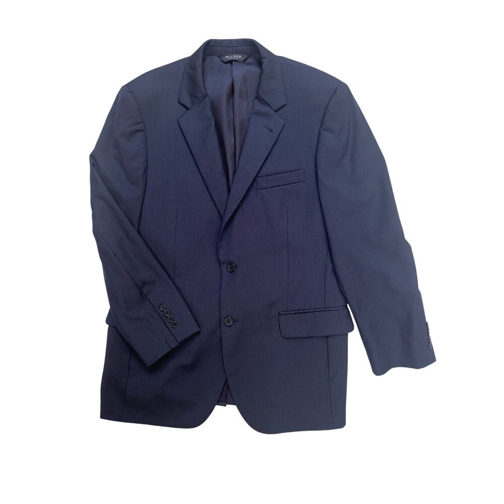 Jos A Bank Signature Collection 41R 100% Wool Navy Pinstripe Blazer